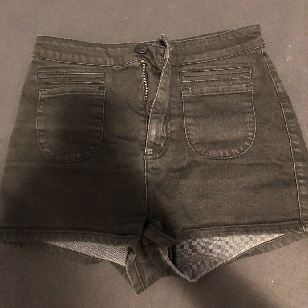 BDG black denim stretch shorts